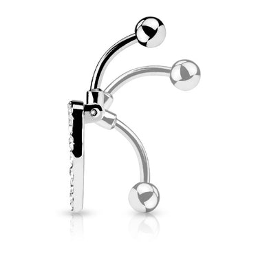 Amour Reverse Heart Belly Bar - Reverse Top Down Belly Ring. Navel Rings Australia.