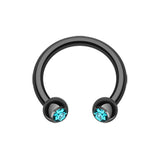 Midnight Gem Horseshoe Belly Rings - Circular Barbell / Horse Shoe. Navel Rings Australia.