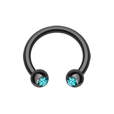 Midnight Gem Horseshoe Belly Rings - Circular Barbell / Horse Shoe. Navel Rings Australia.