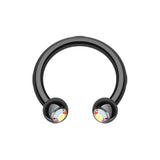 Midnight Gem Horseshoe Belly Rings - Circular Barbell / Horse Shoe. Navel Rings Australia.
