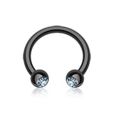 Midnight Gem Horseshoe Belly Rings - Circular Barbell / Horse Shoe. Navel Rings Australia.