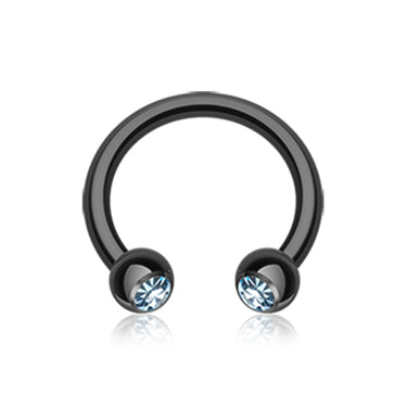 Midnight Gem Horseshoe Belly Rings - Circular Barbell / Horse Shoe. Navel Rings Australia.