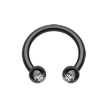 Midnight Gem Horseshoe Belly Rings - Circular Barbell / Horse Shoe. Navel Rings Australia.
