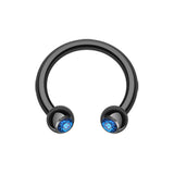 Midnight Gem Horseshoe Belly Rings - Circular Barbell / Horse Shoe. Navel Rings Australia.
