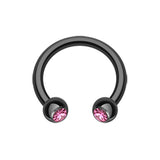 Midnight Gem Horseshoe Belly Rings - Circular Barbell / Horse Shoe. Navel Rings Australia.