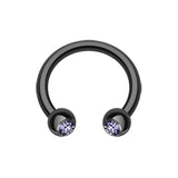 Midnight Gem Horseshoe Belly Rings - Circular Barbell / Horse Shoe. Navel Rings Australia.