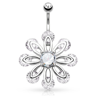 Bizee Floweret Belly Button Jewellery - Fixed (non-dangle) Belly Bar. Navel Rings Australia.