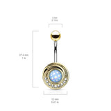 The Illuminizer Belly Bar with Gold Plating - Fixed (non-dangle) Belly Bar. Navel Rings Australia.
