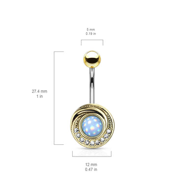 The Illuminizer Belly Bar with Gold Plating - Fixed (non-dangle) Belly Bar. Navel Rings Australia.