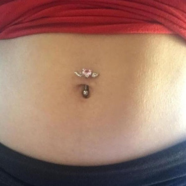 Reverse Angel Wing Heart Belly Ring - Reverse Top Down Belly Ring. Navel Rings Australia.