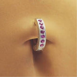 TummyToys® Silver HOT Pink CZ Sleeper Belly Piercing - TummyToys® Patented Clasp. Navel Rings Australia.