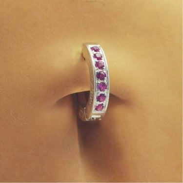 TummyToys® Silver HOT Pink CZ Sleeper Belly Piercing - TummyToys® Patented Clasp. Navel Rings Australia.