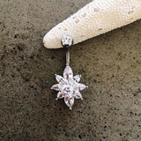 Glacier Marquise Belly Ring - Fixed (non-dangle) Belly Bar. Navel Rings Australia.