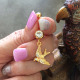 Golden Tweet Tweet Belly Dangle - Dangling Belly Ring. Navel Rings Australia.