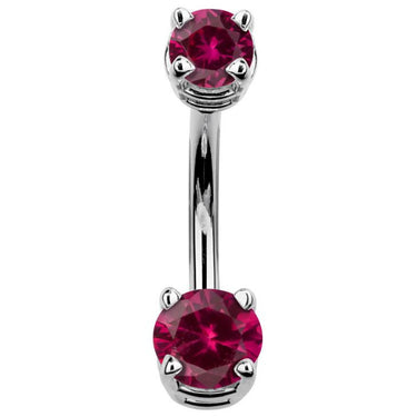 14K White Gold Petite Gem Belly Bars - Basic Curved Barbell. Navel Rings Australia.