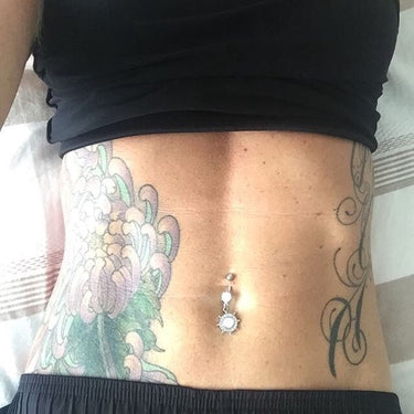 Kapal Opal Belly Bar with Gold Plating - Dangling Belly Ring. Navel Rings Australia.