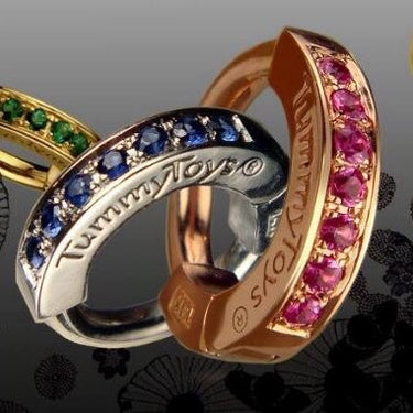 TummyToys® Yellow Gold Ruby Pave Sleeper - TummyToys® Patented Clasp. Navel Rings Australia.