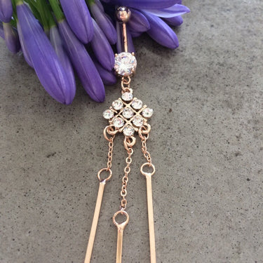 Tic Tac Toe with Hanging Bars Belly Bar - Dangling Belly Ring. Navel Rings Australia.