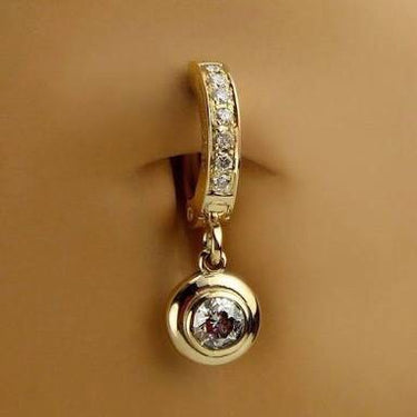 TummyToys® Yellow Gold with 1/4 Ct Diamond Pendant - TummyToys® Patented Clasp. Navel Rings Australia.