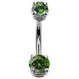 14K White Gold Petite Gem Belly Bars - Basic Curved Barbell. Navel Rings Australia.