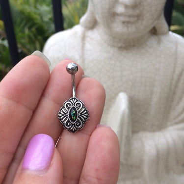 Lāhui Polynesian Opal Belly Ring - Fixed (non-dangle) Belly Bar. Navel Rings Australia.