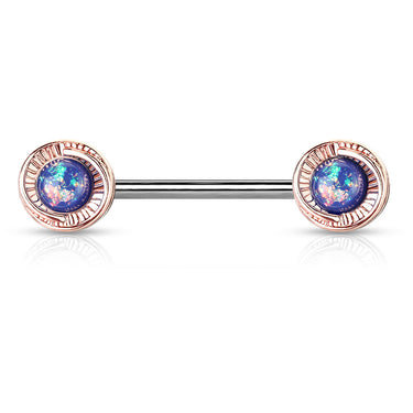 Vertex Round Opal Nipple Barbell Ring - Nipple Ring. Navel Rings Australia.