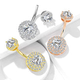 Crowned Jojo Halo Belly Bar - Fixed (non-dangle) Belly Bar. Navel Rings Australia.