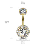Crowned Jojo Halo Belly Bar with Rose Gold Plating - Fixed (non-dangle) Belly Bar. Navel Rings Australia.