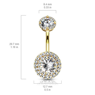 Crowned Jojo Halo Belly Bar with Gold Plating - Fixed (non-dangle) Belly Bar. Navel Rings Australia.