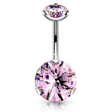 Internally Threaded Prong Set Belly Piercing - Fixed (non-dangle) Belly Bar. Navel Rings Australia.