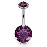 Internally Threaded Prong Set Belly Piercing - Fixed (non-dangle) Belly Bar. Navel Rings Australia.
