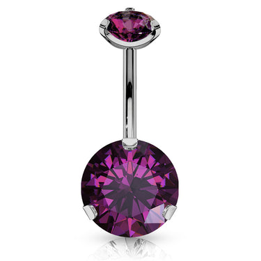 Internally Threaded Prong Set Belly Piercing - Fixed (non-dangle) Belly Bar. Navel Rings Australia.