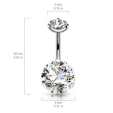 Internally Threaded Prong Set Belly Piercing - Fixed (non-dangle) Belly Bar. Navel Rings Australia.