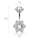 Internally Threaded Joyería Flower Belly Ring - Split Spinal Belly Bar. Navel Rings Australia.