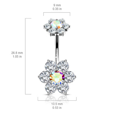 Internally Threaded Joyería Flower Belly Ring - Split Spinal Belly Bar. Navel Rings Australia.