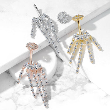 Crowned Ice Chandelier Belly Bar - Dangling Belly Ring. Navel Rings Australia.