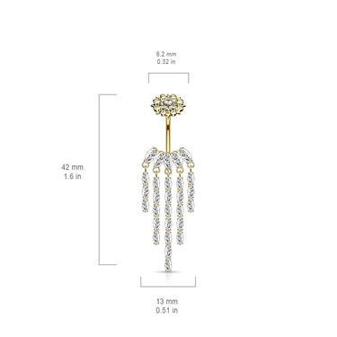 Crowned Ice Chandelier Belly Bar - Dangling Belly Ring. Navel Rings Australia.