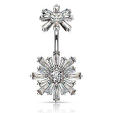 Baguette Fusion Belly Ring - Fixed (non-dangle) Belly Bar. Navel Rings Australia.