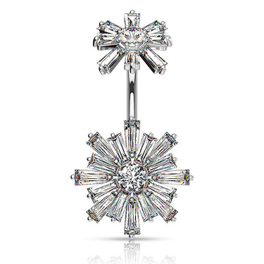 Baguette Fusion Belly Ring - Fixed (non-dangle) Belly Bar. Navel Rings Australia.
