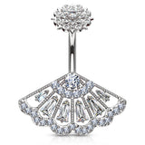 Foxia Crowned Baguette Belly Bar - Fixed (non-dangle) Belly Bar. Navel Rings Australia.