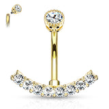 Santiago Arc Belly Ring with Gold Plating - Fixed (non-dangle) Belly Bar. Navel Rings Australia.