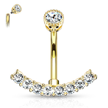 Santiago Arc Belly Ring with Gold Plating - Fixed (non-dangle) Belly Bar. Navel Rings Australia.