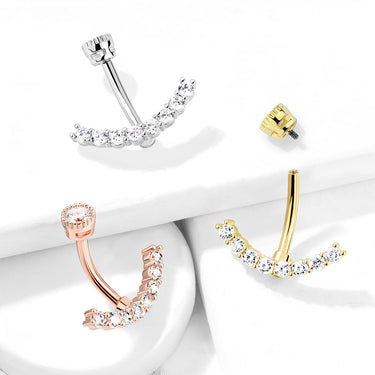 Santiago Arc Belly Ring with Rose Gold Plating - Fixed (non-dangle) Belly Bar. Navel Rings Australia.