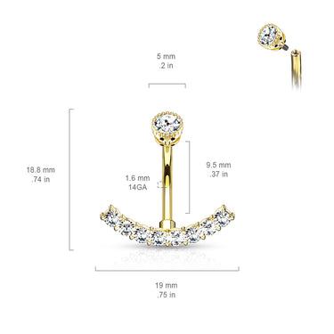 Santiago Arc Belly Button Ring - Fixed (non-dangle) Belly Bar. Navel Rings Australia.