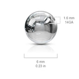 14g Surgical Steel Loose Balls for Belly Rings - INTERNAL THREADS - Replacement Ball. Navel Rings Australia.