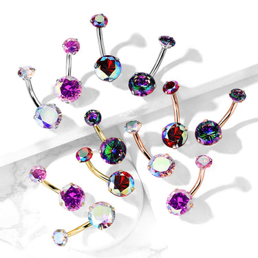 Milky Way Belly Bars with Gold Plating - Fixed (non-dangle) Belly Bar. Navel Rings Australia.