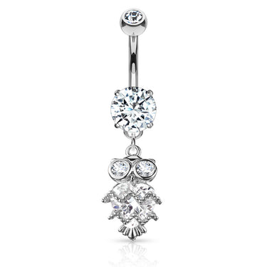 Glittering Midnight Owl Belly Bar - Dangling Belly Ring. Navel Rings Australia.