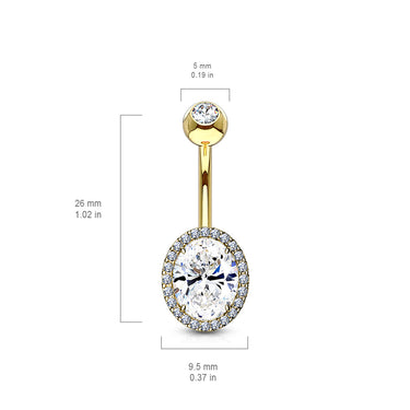 Jojo Ovaline Belly Bar with Gold Plating - Basic Curved Barbell. Navel Rings Australia.