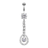 Crystallised Riverina Loop Belly Bar - Dangling Belly Ring. Navel Rings Australia.