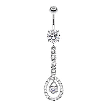 Crystallised Riverina Loop Belly Bar - Dangling Belly Ring. Navel Rings Australia.